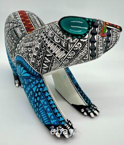 POLAR BEAR- One of a kind wood hand-carved ALEBRIJE from Oaxaca, Mexico