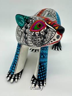 POLAR BEAR- One of a kind wood hand-carved ALEBRIJE from Oaxaca, Mexico