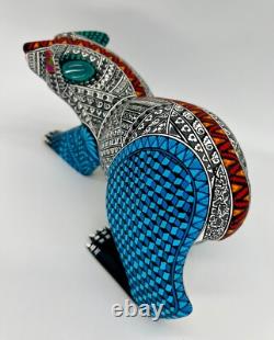 POLAR BEAR- One of a kind wood hand-carved ALEBRIJE from Oaxaca, Mexico
