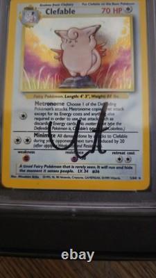PSA Authentic Signed JUNGLE (No Symbol Error) Clefable. Leonhart (one of a kind)
