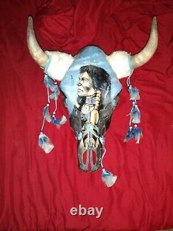 Painted Decorated bull Skull one of a kind