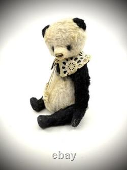 Panda Joe by Galina MorozovaArtist Distressed Collectible Black White OOAK Bear