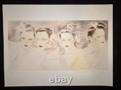 Pater Sato-Faces-80s Japanese Futuristic Color Lithograph-Pencil Signed AP