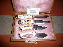 Peter Martin Custom Knife Maker-Scrimshawed Bird Set(4) One of a kind Rare Rare