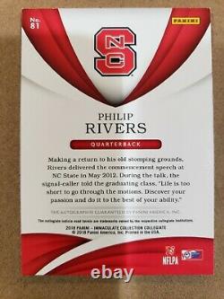 Philip Rivers 2018 NC State Panini Immaculate Collection One Of A Kind Auto 1/1