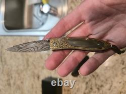 Quarterly One Of A Kind William Henry Pocket Knife. 24k Koftgari Natural Topaz