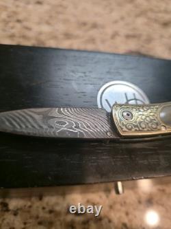 Quarterly One Of A Kind William Henry Pocket Knife. 24k Koftgari Natural Topaz