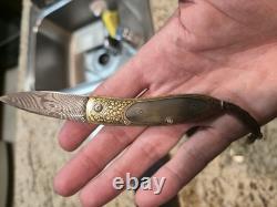 Quarterly One Of A Kind William Henry Pocket Knife. 24k Koftgari Natural Topaz