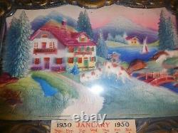 RARE! 1930 Vintage German Plastic DEEP Embossed Calendar One of a Kind