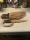 Rare Custom Stag Moose Horn Carved Knife Withfur Sheath One Of A Kind Knife