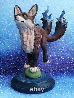 RARE Ethereal Kitsune sculpture Mystical fox figurine ONE OF A KIND PIECE