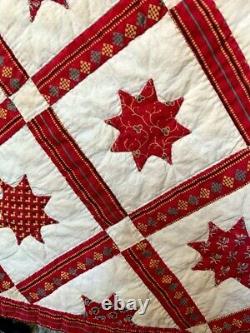 RARE Museum Quality One-of-a-Kind 1830-60 Applique Star Crib Quilt