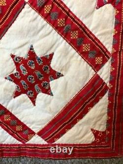 RARE Museum Quality One-of-a-Kind 1830-60 Applique Star Crib Quilt