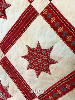 RARE Museum Quality One-of-a-Kind 1830-60 Applique Star Crib Quilt