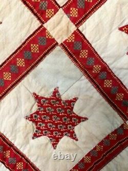 RARE Museum Quality One-of-a-Kind 1830-60 Applique Star Crib Quilt