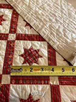 RARE Museum Quality One-of-a-Kind 1830-60 Applique Star Crib Quilt