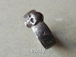 RARE ONE OF A KIND ANTIQUE German SILVER ANTIQUE MEMENTO MORI skull RING