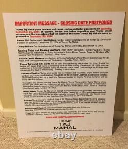 RARE ONE OF A KIND TRUMP Taj Mahal Atlantic City Casino Closing Sign