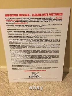 RARE ONE OF A KIND TRUMP Taj Mahal Atlantic City Casino Closing Sign