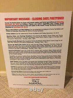 RARE ONE OF A KIND TRUMP Taj Mahal Atlantic City Casino Closing Sign