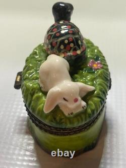 RARE One Of Kind Porcelain Rabbit &Turtle or Tortoise & Hare Trinket Box RARE One Of Kind Porcelain Rabbit &Turtle or Tortoise & Hare Trinket Box