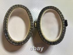 RARE One Of Kind Porcelain Rabbit &Turtle or Tortoise & Hare Trinket Box