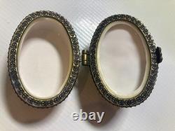 RARE One Of Kind Porcelain Rabbit &Turtle or Tortoise & Hare Trinket Box