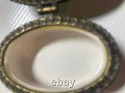 RARE One Of Kind Porcelain Rabbit &Turtle or Tortoise & Hare Trinket Box