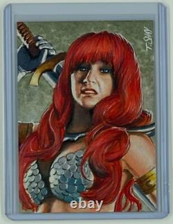 RED SONJA one-of-a-kind 1/1 HAND DRAWN SKETCH CARD by T. SHAY