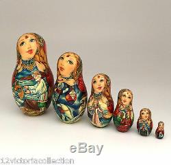 RUSLAN AND LUDMILA Unique One of the Kind Russian Nesting DOLL 10 piece Art Set