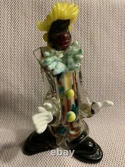 Rare Murano BLACK Clown Figurine Hand Made Glass One Of Kind (ESTATE SALE ITEM)