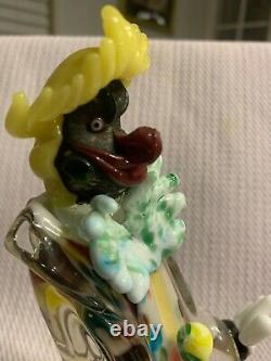 Rare Murano BLACK Clown Figurine Hand Made Glass One Of Kind (ESTATE SALE ITEM)