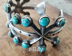 Rare ONE OF A KIND Sand Cast Turquoise Coin Silver Bracelet By JOCK FAVOUR