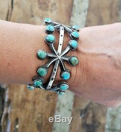 Rare ONE OF A KIND Sand Cast Turquoise Coin Silver Bracelet By JOCK FAVOUR