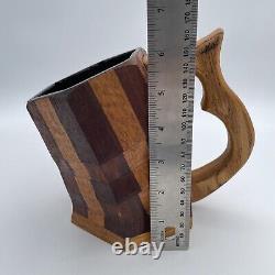 Rare One Of A Kind Don Lewis Designs Wooden Crooked Tankard Mug Hand Crafted