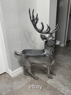 Rare One Of A Kind Vintage MCM Deer (Stag) Metal Planter 33inh X 22inch