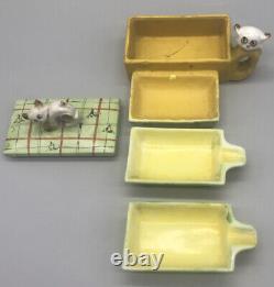 Rare One Of A Kind-antique/vintage Cat Ashtray With Holder And Additional Trays