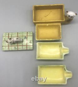 Rare One Of A Kind-antique/vintage Cat Ashtray With Holder And Additional Trays