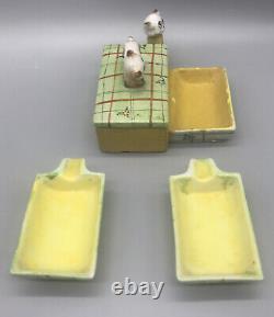 Rare One Of A Kind-antique/vintage Cat Ashtray With Holder And Additional Trays