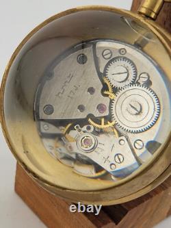 Rare One Of Kind Vintage 1960's Roskopf Swiss Made Ball 17 Jewel Clock. Working