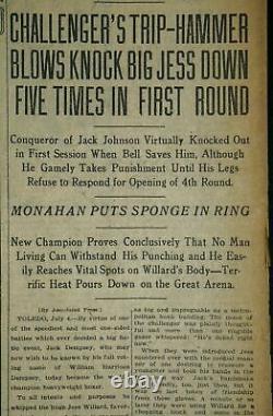 Rare One of Kind 1919 Ohio Newspaper Jack Dempsey Disposes of Jess Willard