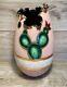 Rare One Of Kind Sharon Penn Southwestern Pottery Vase Trimmed 22k Gold Cactus