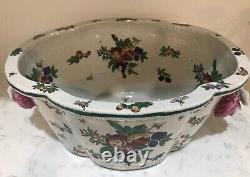 Rare One of a Kind Vintage Chinese Porcelain Adorned Foot Bath/ Fish Bowl