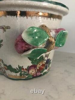 Rare One of a Kind Vintage Chinese Porcelain Adorned Foot Bath/ Fish Bowl