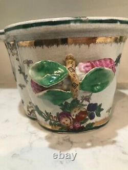 Rare One of a Kind Vintage Chinese Porcelain Adorned Foot Bath/ Fish Bowl