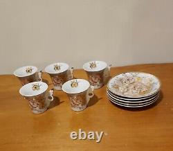 Rare, One of a kind, Vintage, Gold detail set of 5 expresso cups & saucers