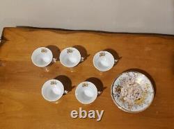 Rare, One of a kind, Vintage, Gold detail set of 5 expresso cups & saucers