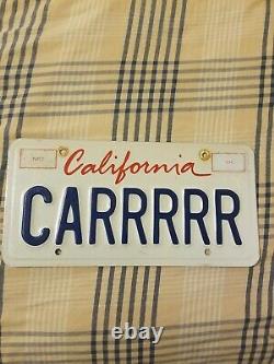 Rare Original Custom California License Plate CARRRRR One of a Kind