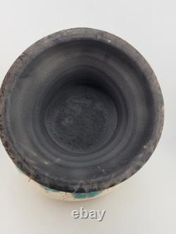 Rare Unique One Of A Kind Vintage Crackled Style Ceramic Vase W 2 Openings