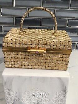 Rare VINTAGE DELILL Gold Woven one of a kind gold clutch BAG HAND MADE IN Italy